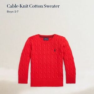 Polo by Ralph Lauren Red Cable-Knit Cotton Sweater
